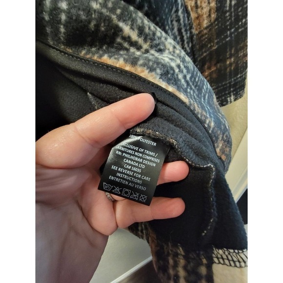 Ellen Reyes Womens SZ PS Brown Gray Plaid Fleece Shawl Collar Coat Soft Cozy - Picture 3 of 5